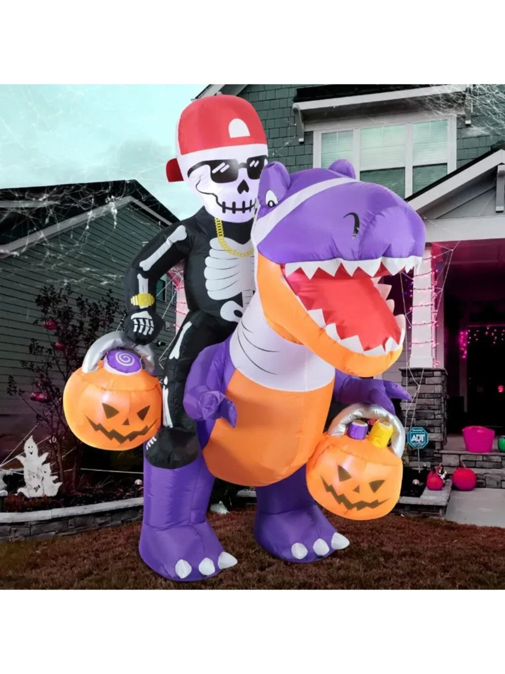 6FT Inflatable Skeleton Dinosaur Halloween Yard Decor - Spooky Outdoor